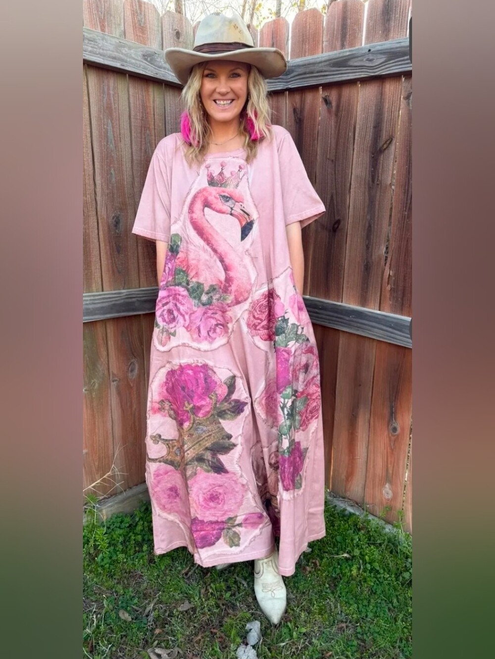 A Rare Bird Flamingo Dress - OS